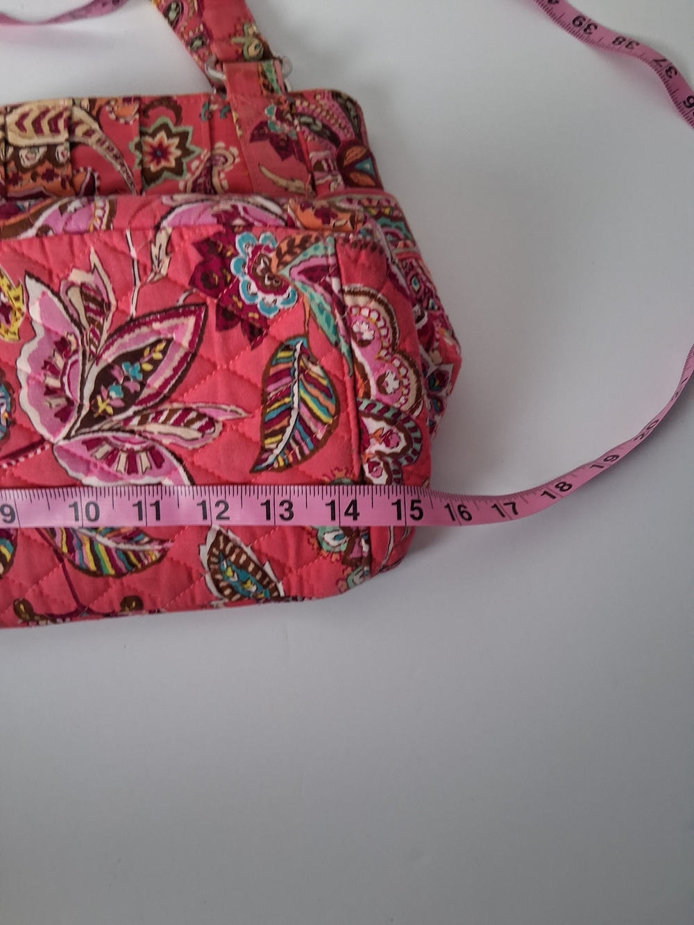 Vera Bradley Call Me Coral Stephanie Quilted Floral Shoulder Bag - Picture 8 of 9